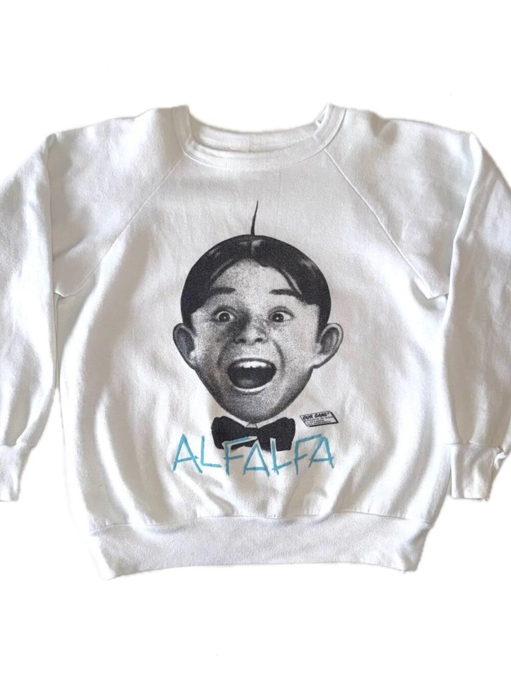 VTG Our Gang Little Rascals Alfalfa Crewneck Sweater Size S/M White 80s Rare USA